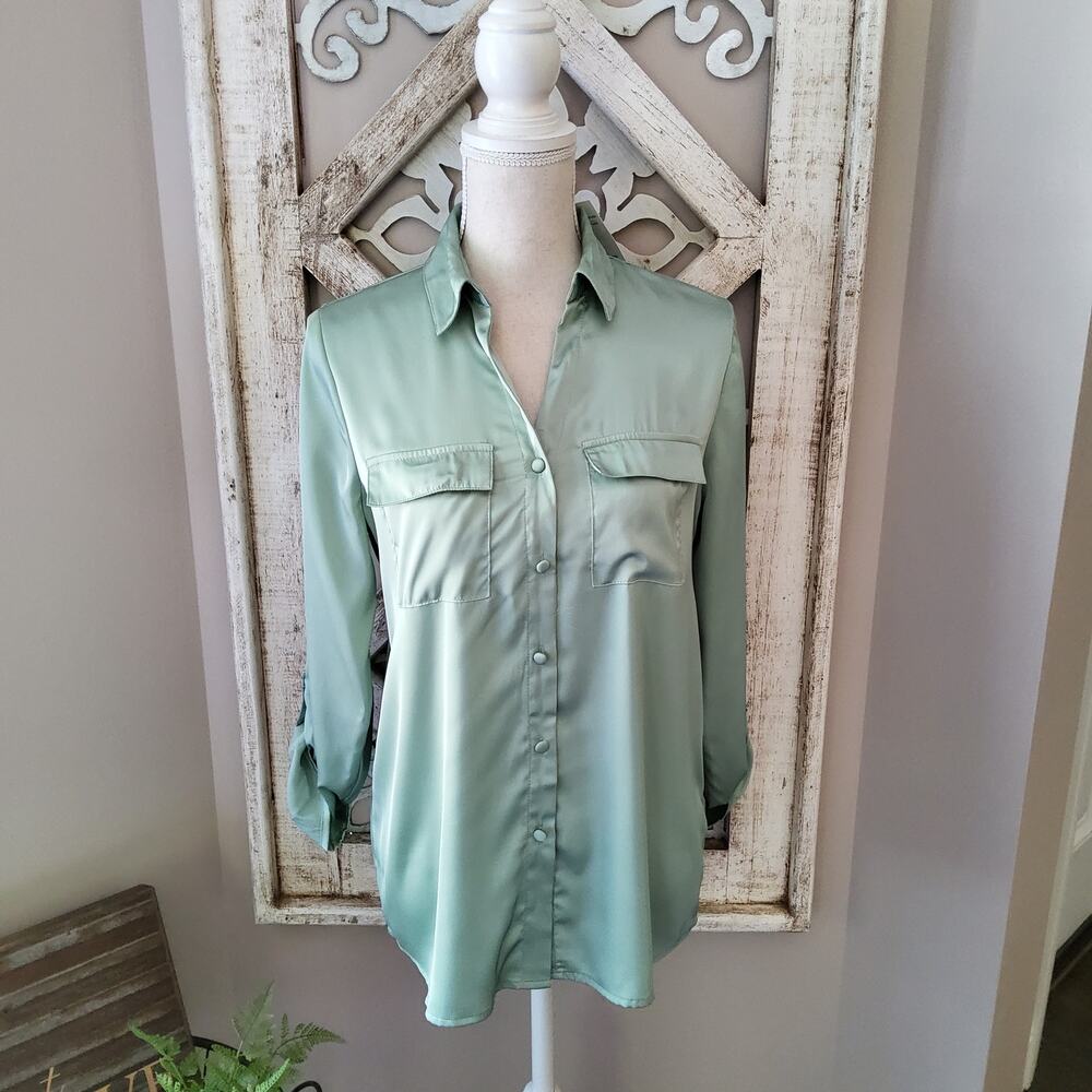 Notations Roll Tab Sleeve Collar Button Down Pock… - image 2